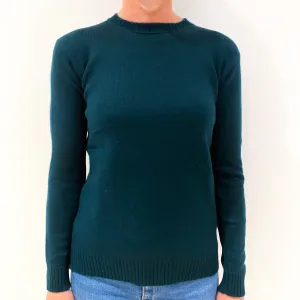 Bottle Green Cashmere Crew Neck Jumper Small