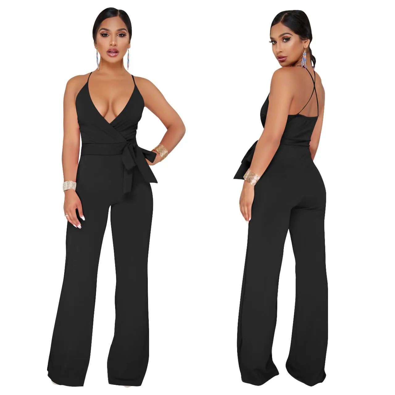 Bright Color Spaghetti Strap Bandage Jumpsuits
