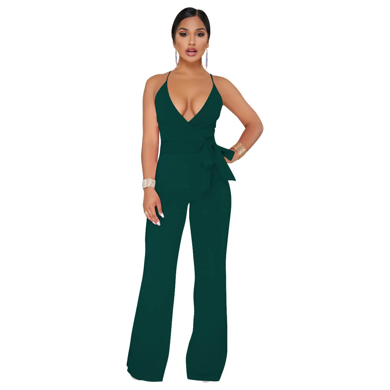 Bright Color Spaghetti Strap Bandage Jumpsuits