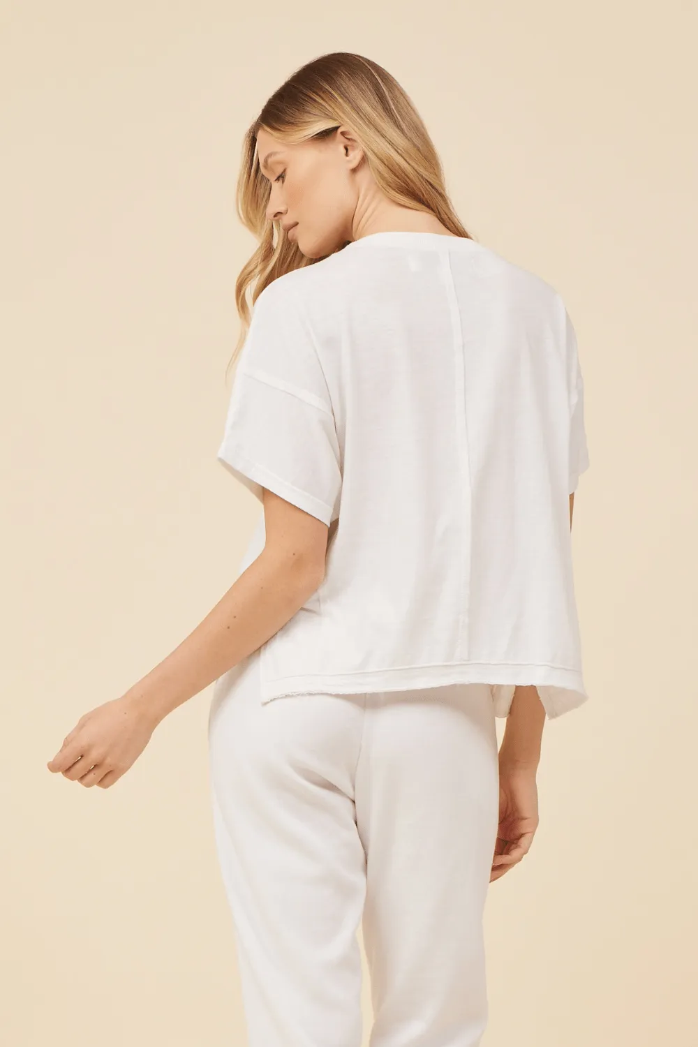 Bright White w/ Sorbet Embroidered Smiley Face Tee