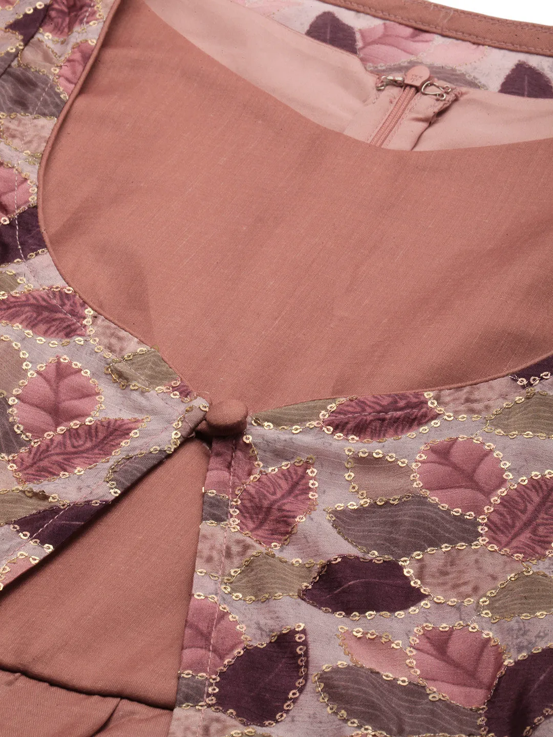 Brown Dhoti Jumpsuit With Embroidered Jacket