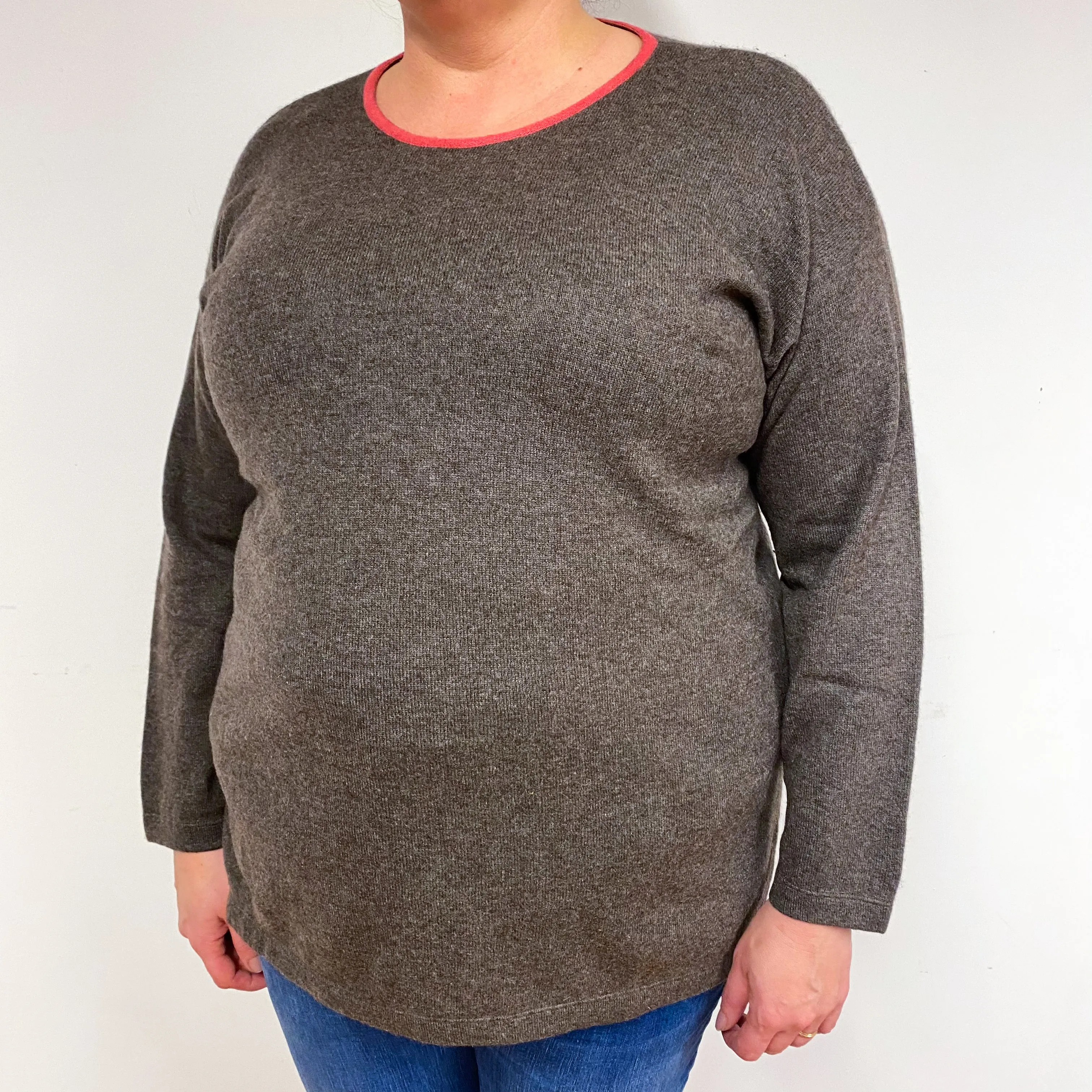 Brunello Cucinelli Grey Cashmere Crew Neck Tunic Jumper Extra Large