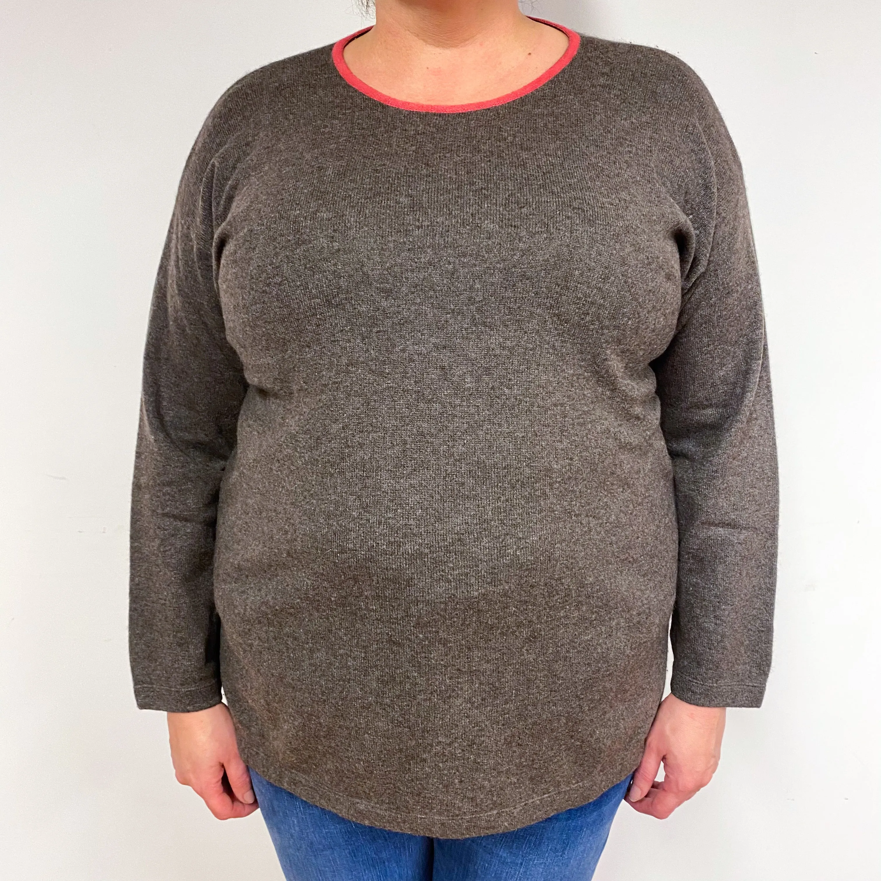 Brunello Cucinelli Grey Cashmere Crew Neck Tunic Jumper Extra Large