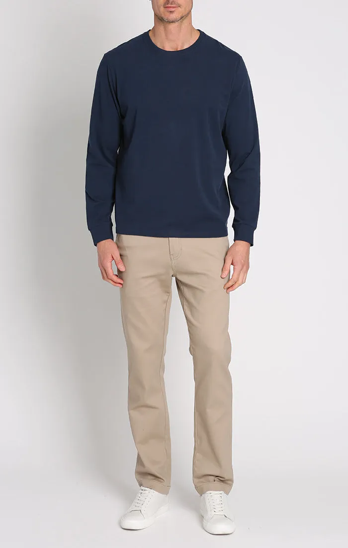 Bryant Long Sleeve Sueded Cotton Crewneck