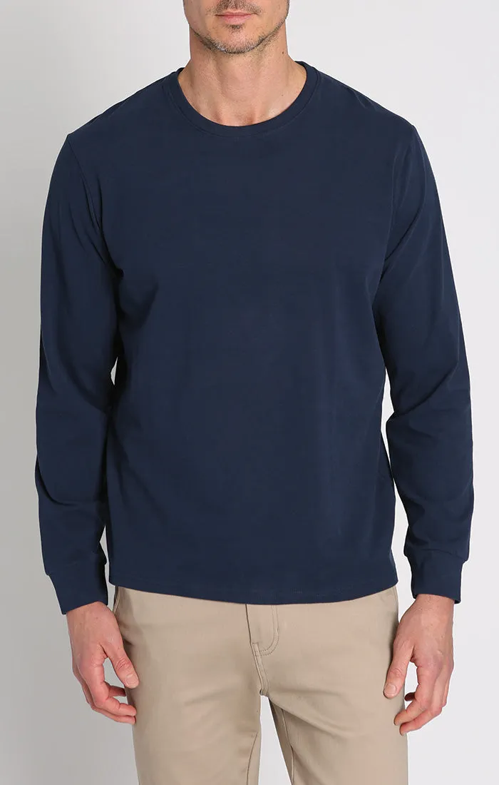 Bryant Long Sleeve Sueded Cotton Crewneck