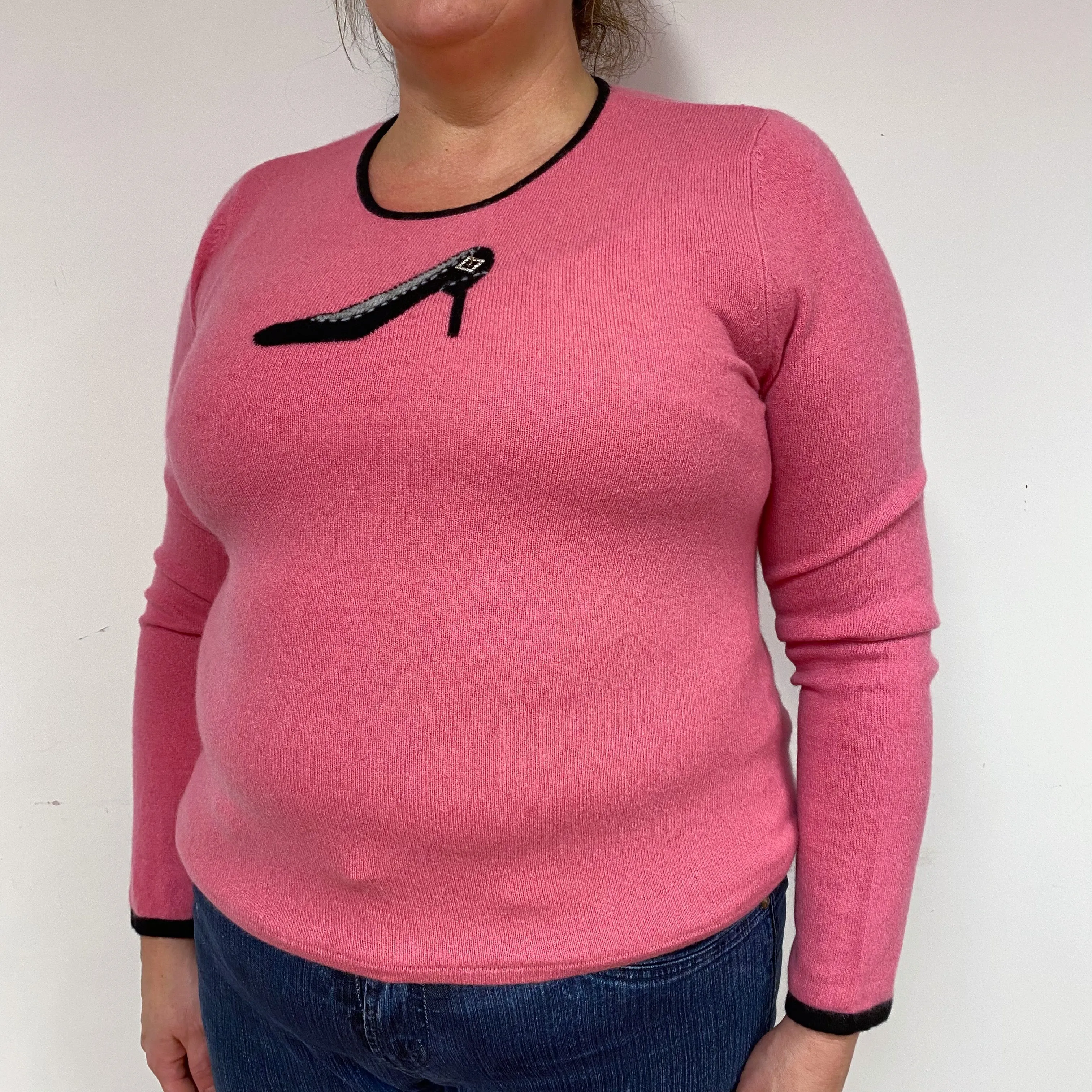 Bubblegum Pink Stiletto Cashmere Crew Neck Jumper Extra Large