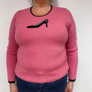 Bubblegum Pink Stiletto Cashmere Crew Neck Jumper Extra Large