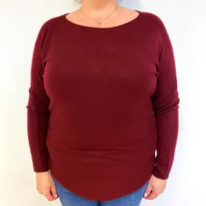 Burgundy Red Cashmere Crew Neck Jumper Extra Large/Petite