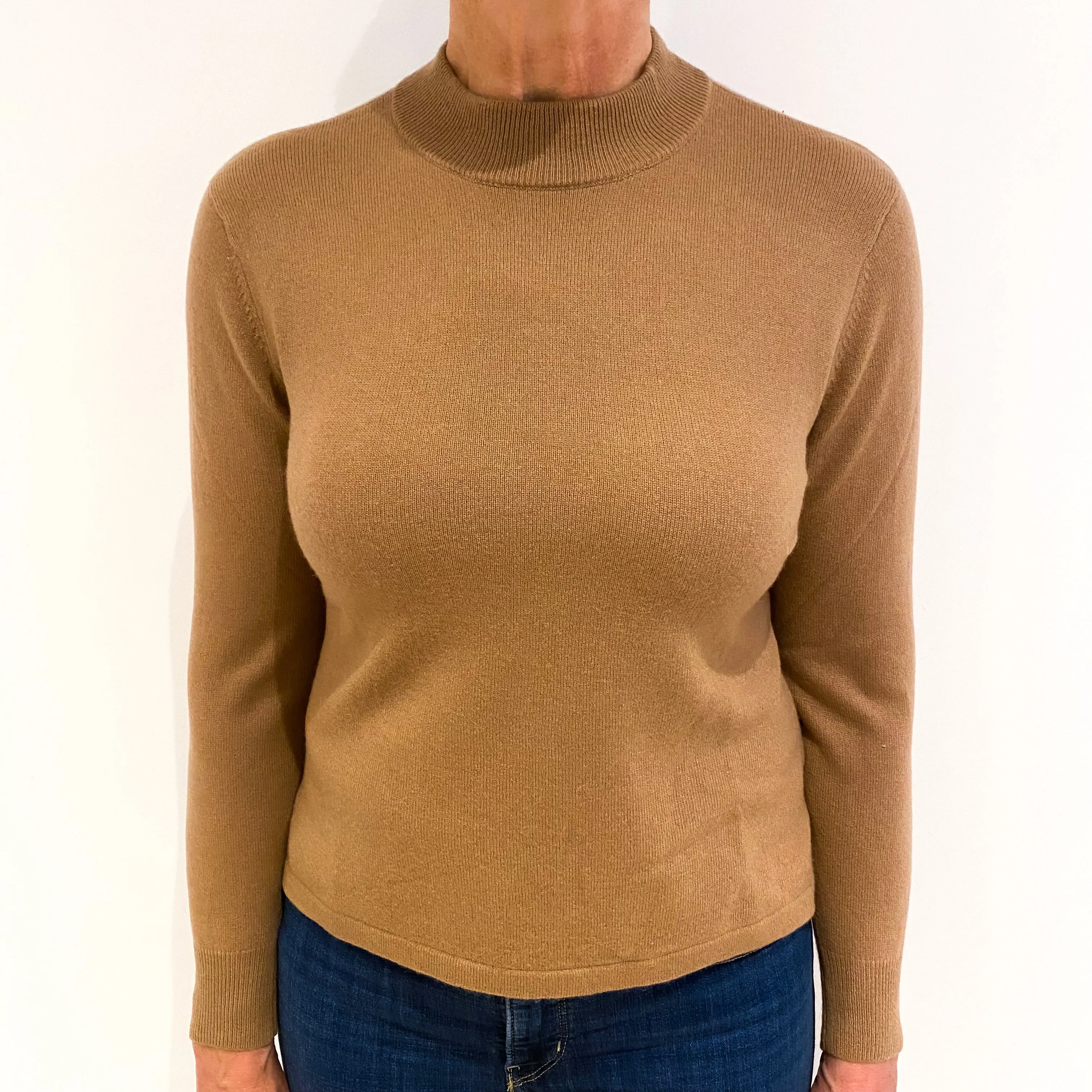 Butterscotch Brown Cashmere Turtle Neck Jumper Medium