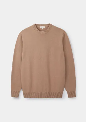 Camel Lambswool Crew Neck Jumper