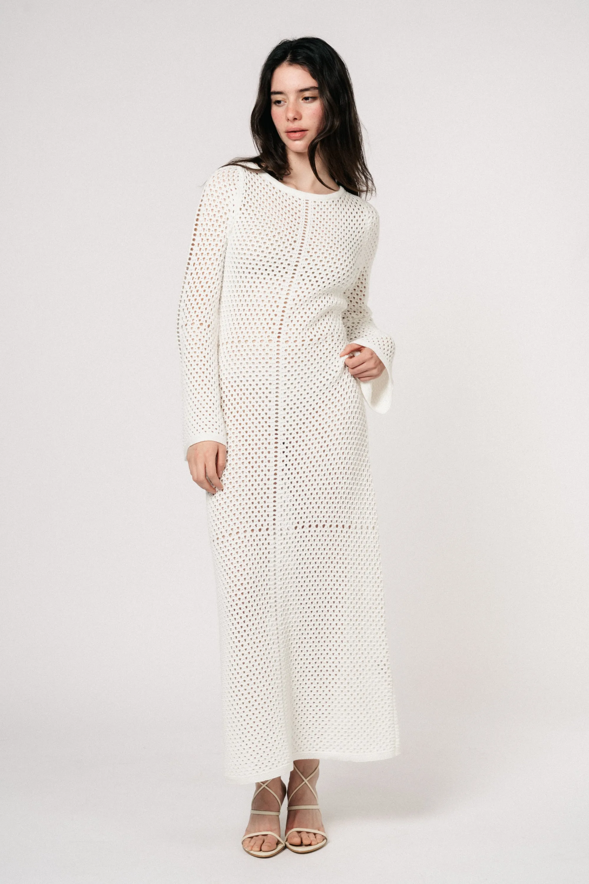 Cami Crochet Knit Maxi Dress - White