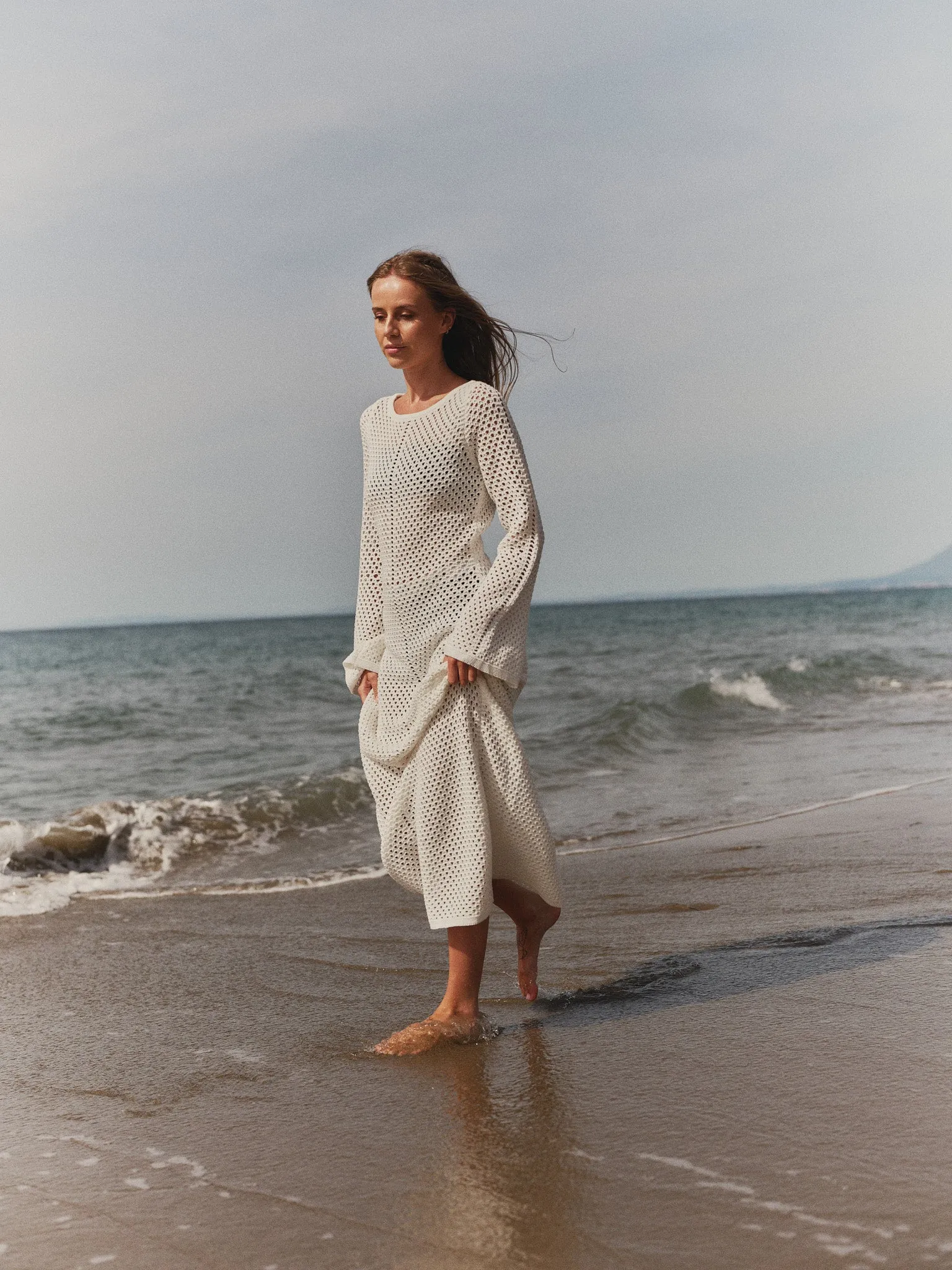 Cami Crochet Knit Maxi Dress - White