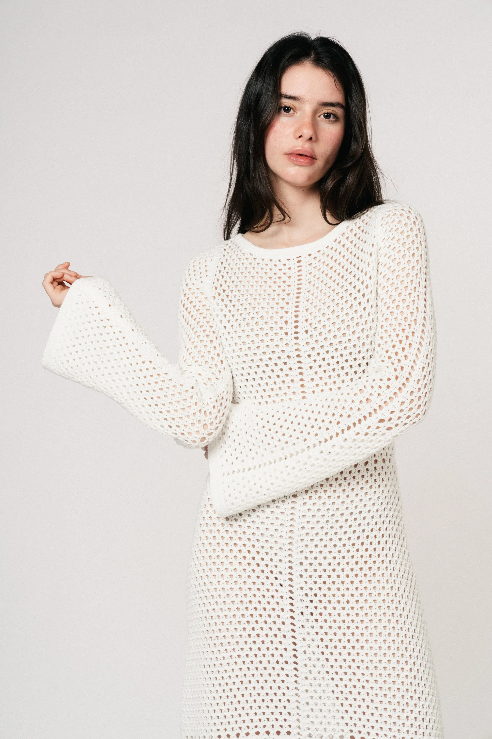 Cami Crochet Knit Maxi Dress - White