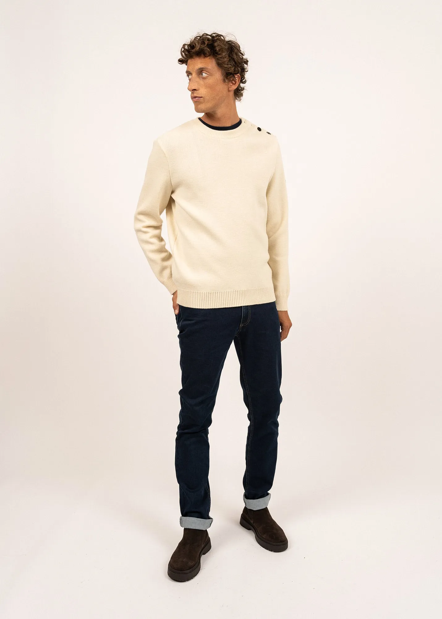 Cancale sailor jumper - regular fit, in pure new wool (ECRU)