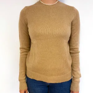 Caramel Brown Split Hem Cashmere Crew Neck Jumper Small