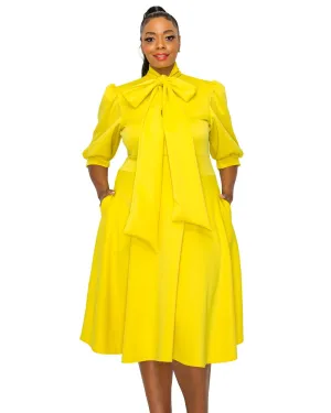 Casey Scuba Flare Dress | Yellow