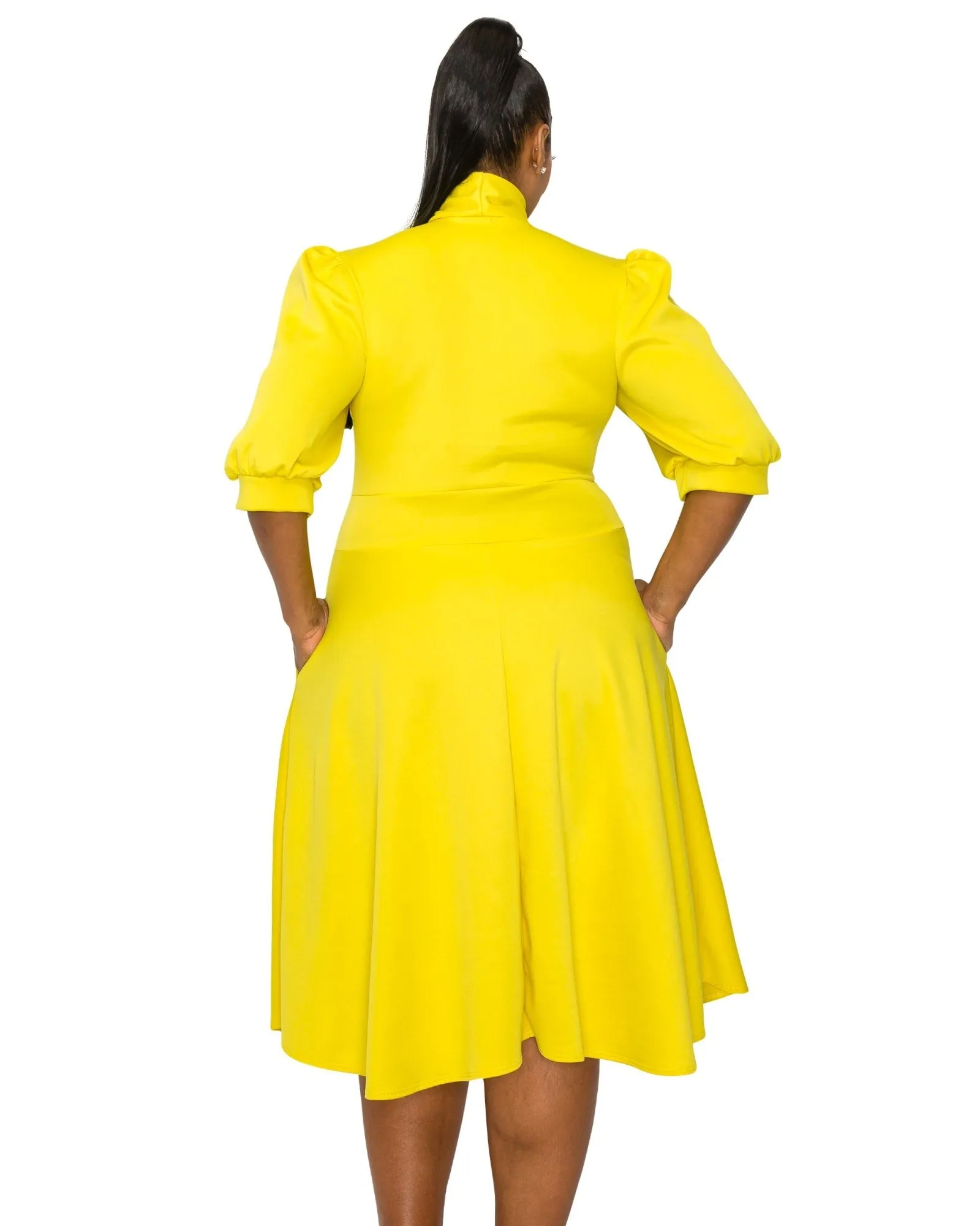 Casey Scuba Flare Dress | Yellow
