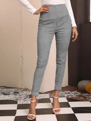 Casual Gingham Natural Women Pants