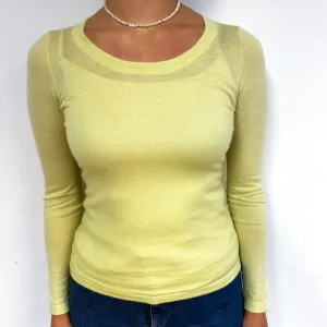 Chartreuse Yellow Fine Knit Cashmere Crew Neck Jumper Small