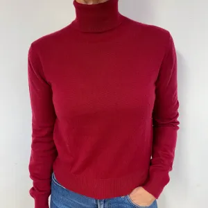 Cherry Pink Cashmere Polo Neck Jumper Medium