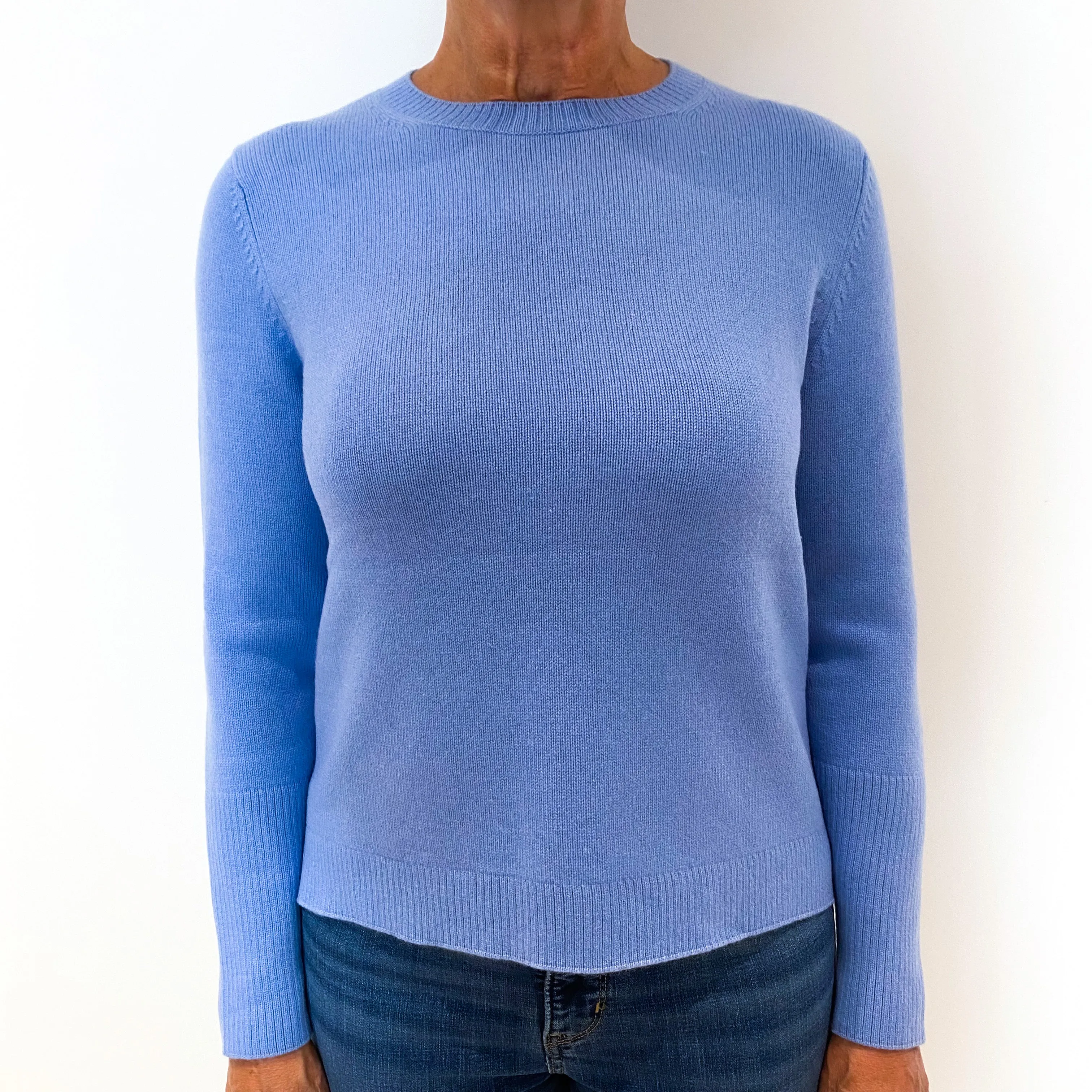 Chinti and Parker Cornflower Blue Cashmere Crew Neck Jumper Medium