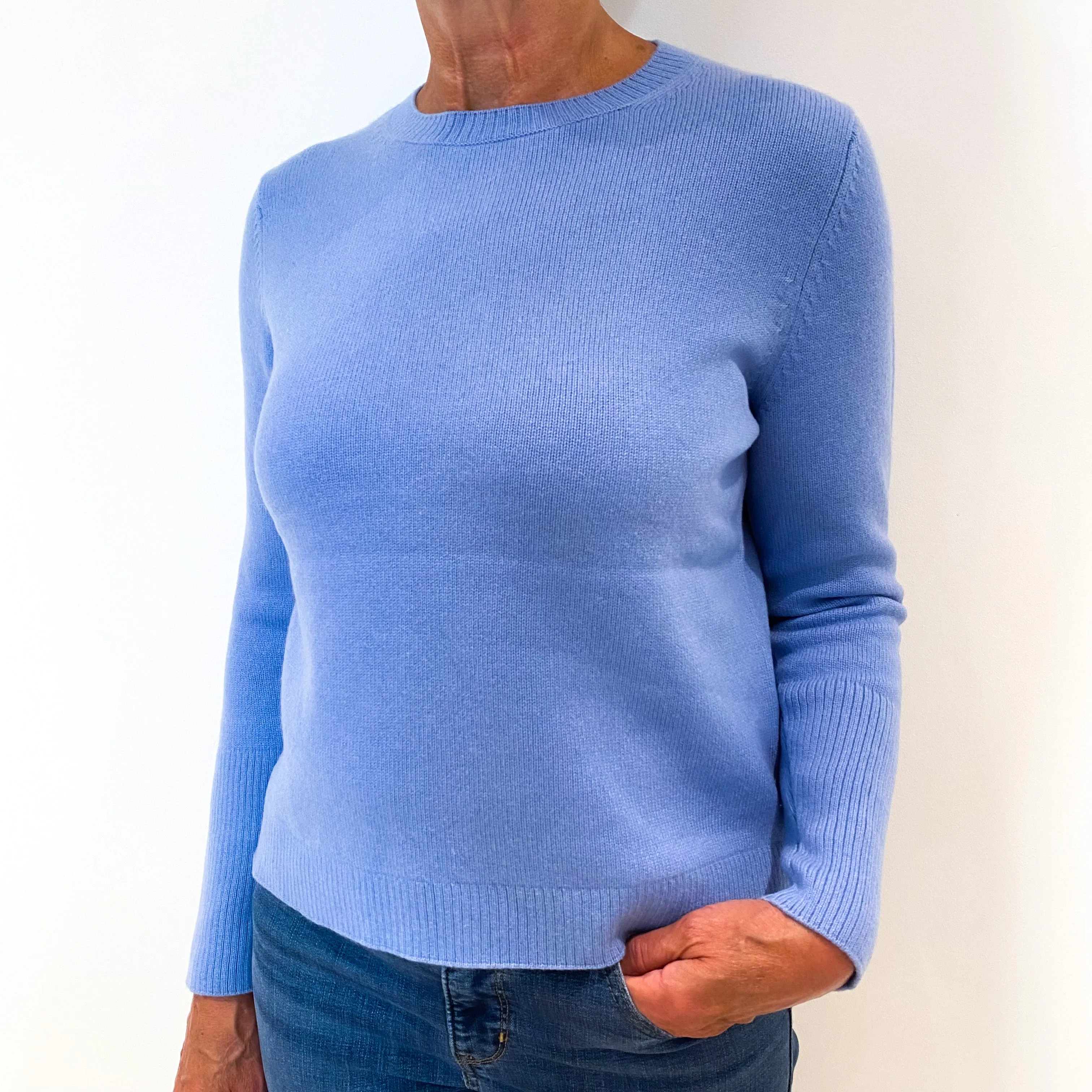 Chinti and Parker Cornflower Blue Cashmere Crew Neck Jumper Medium