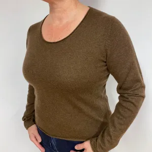 Chocolate Brown Cashmere Crew Neck Jumper Large