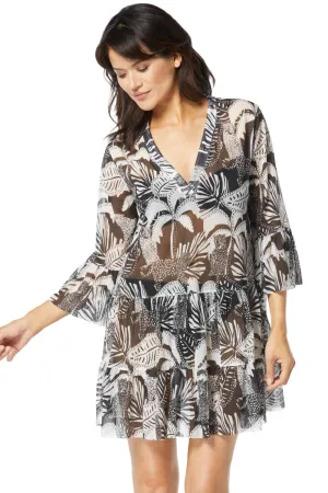 Coco Reef Midnight Jungle Enchant Cover Up Dress, Cast Black (U6A295)