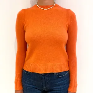 Coral Orange Cashmere Crew Neck Jumper Small