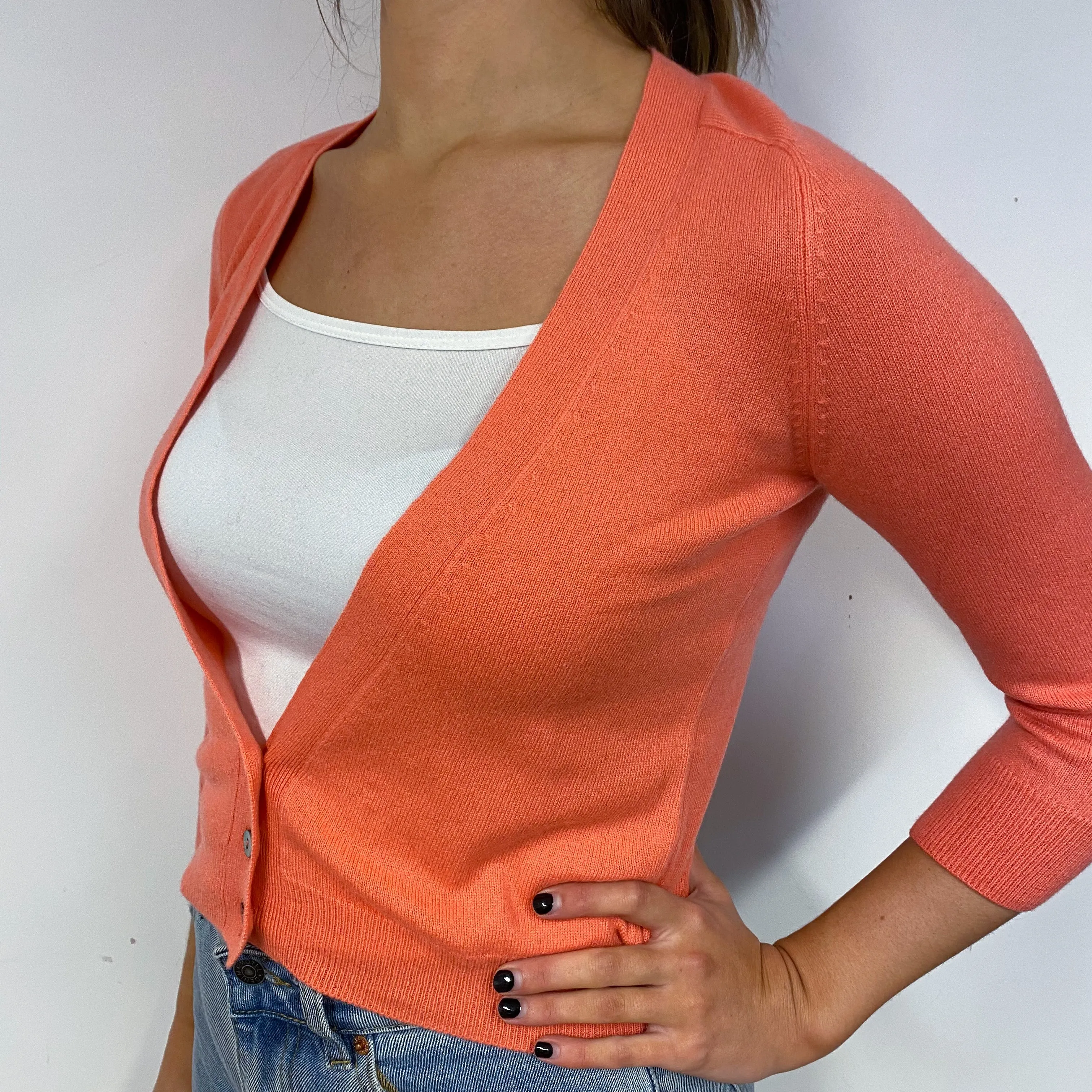 Coral Pink Cashmere Cardigan Small
