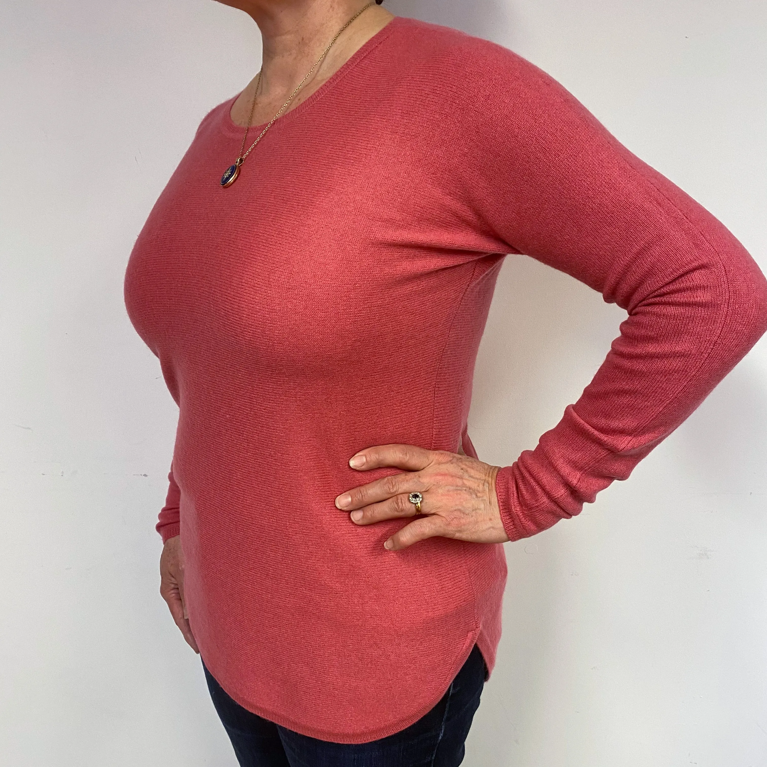Cranberry Pink Cashmere Crew Neck Jumper Large