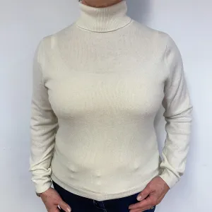 Cream Cashmere Polo Neck Jumper Large