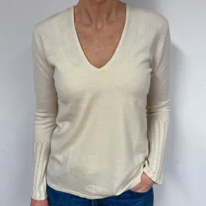 Cream Cashmere V-Neck Jumper Medium