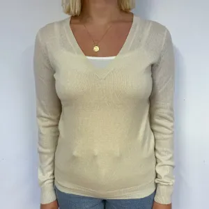 Cream Cashmere V-Neck Jumper Small