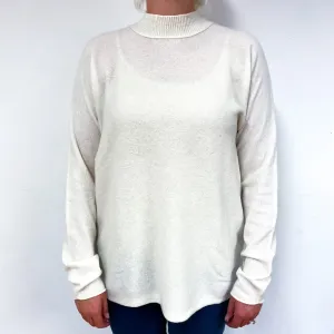 Cream Open Back Cashmere Crew Neck Jumper Large/XL