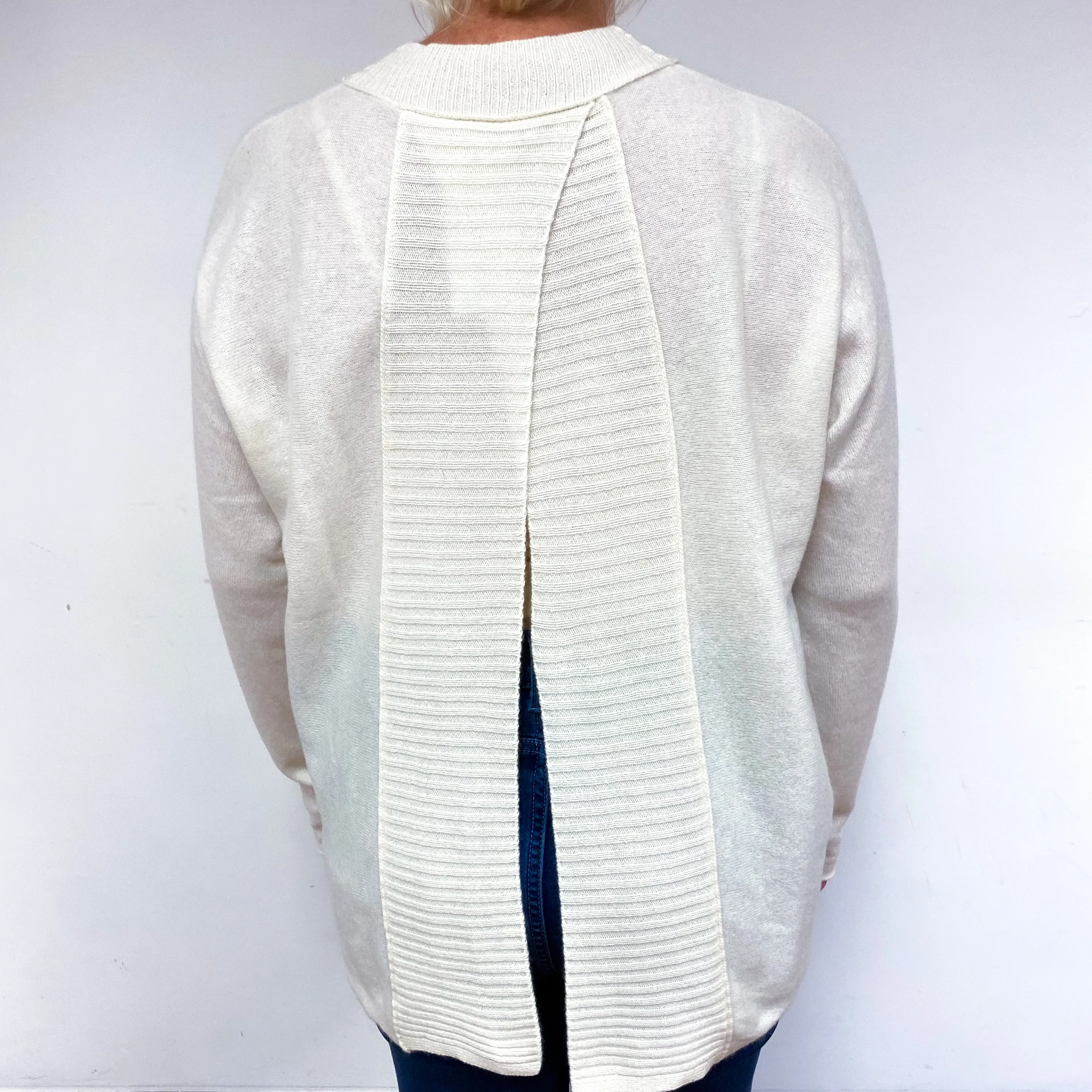 Cream Open Back Cashmere Crew Neck Jumper Large/XL