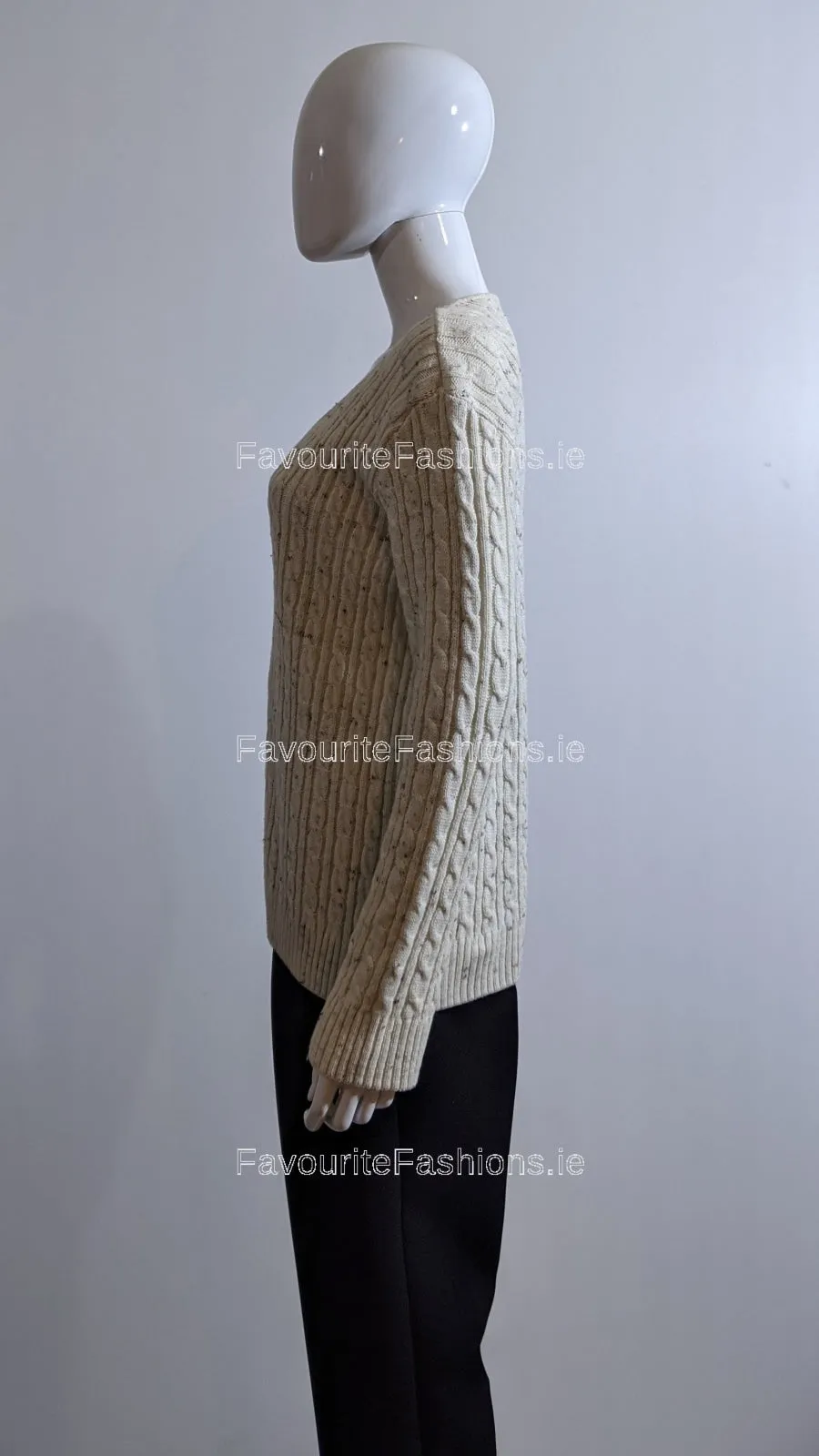 Cream V-Neck Cable Knit Jumper