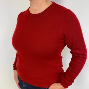Crimson Red Cashmere Crew Neck Jumper Large