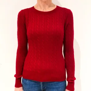 Crimson Red Cashmere Crew Neck Jumper Small