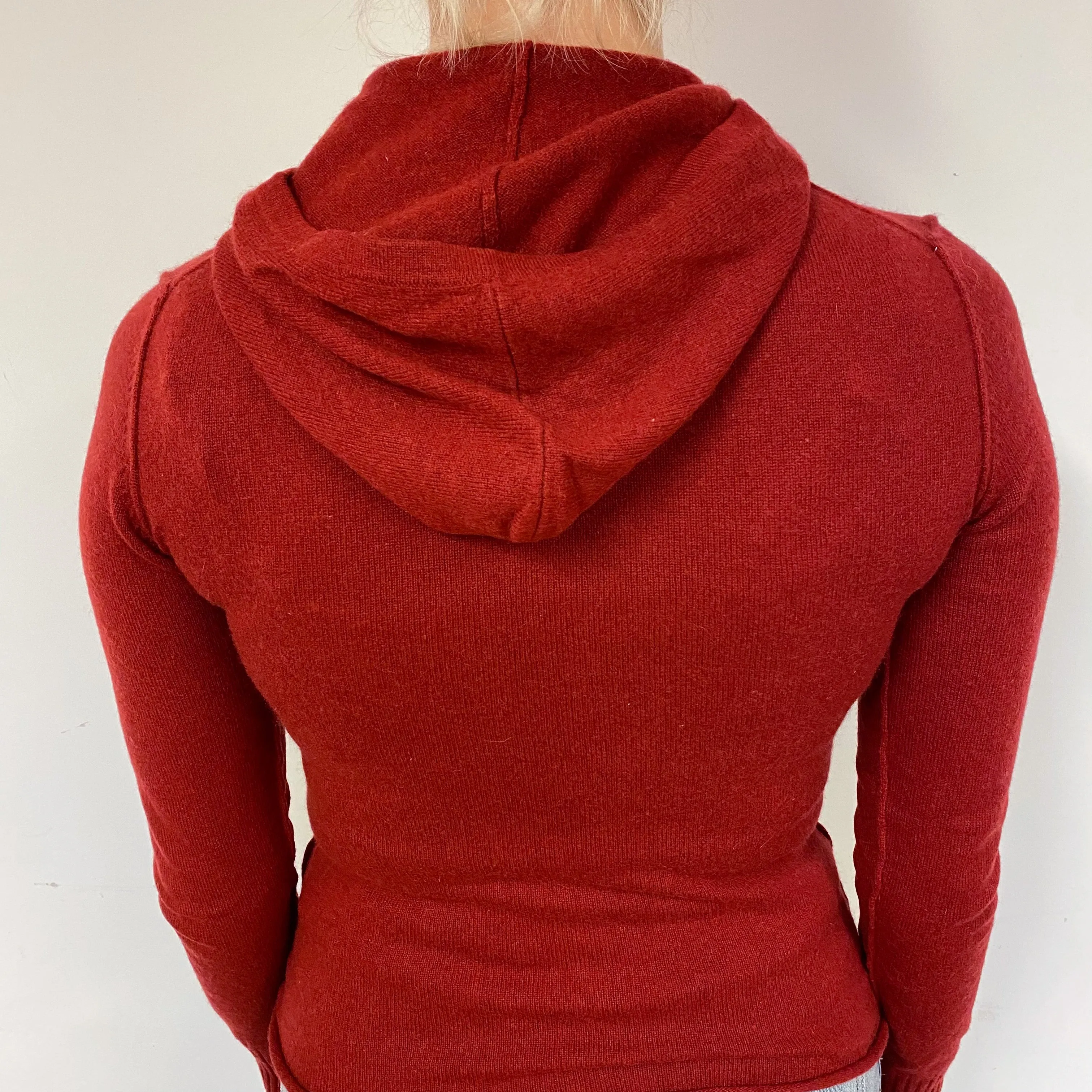 Crimson Red Cashmere Hoodie Jumper Small
