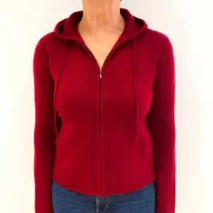 Crimson Red Cashmere Zip Up Hoodie Medium