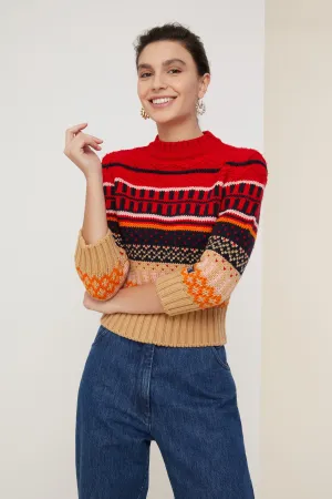 Cropped jacquard jumper