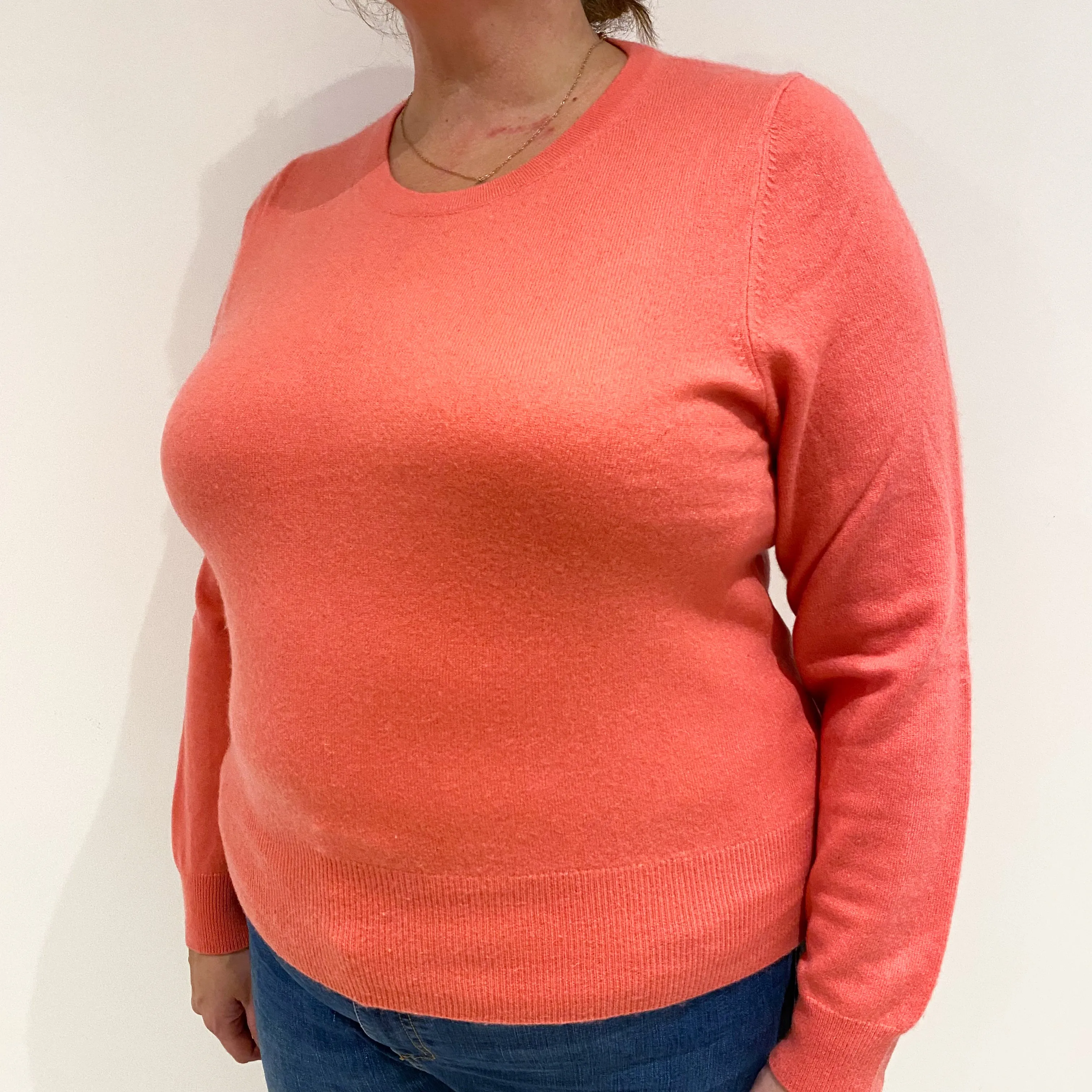 Crushed Strawberry Pink Cashmere Crew Neck Jumper Extra Large