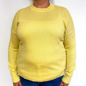 Custard Yellow Cashmere Crew Neck Jumper Extra Large