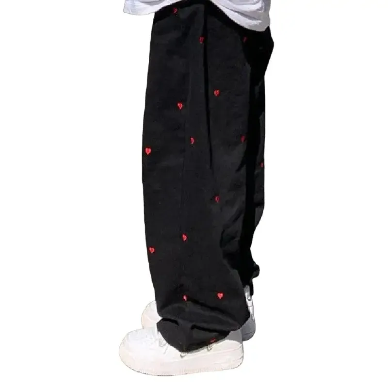 Cute Heart Wide Leg Sports Pants