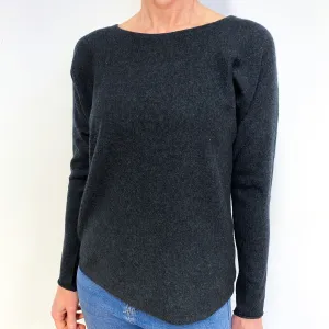Dark Charcoal Grey Cashmere Crew Neck Jumper Medium