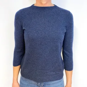 Dark Denim Blue Cashmere Crew Neck Jumper Medium