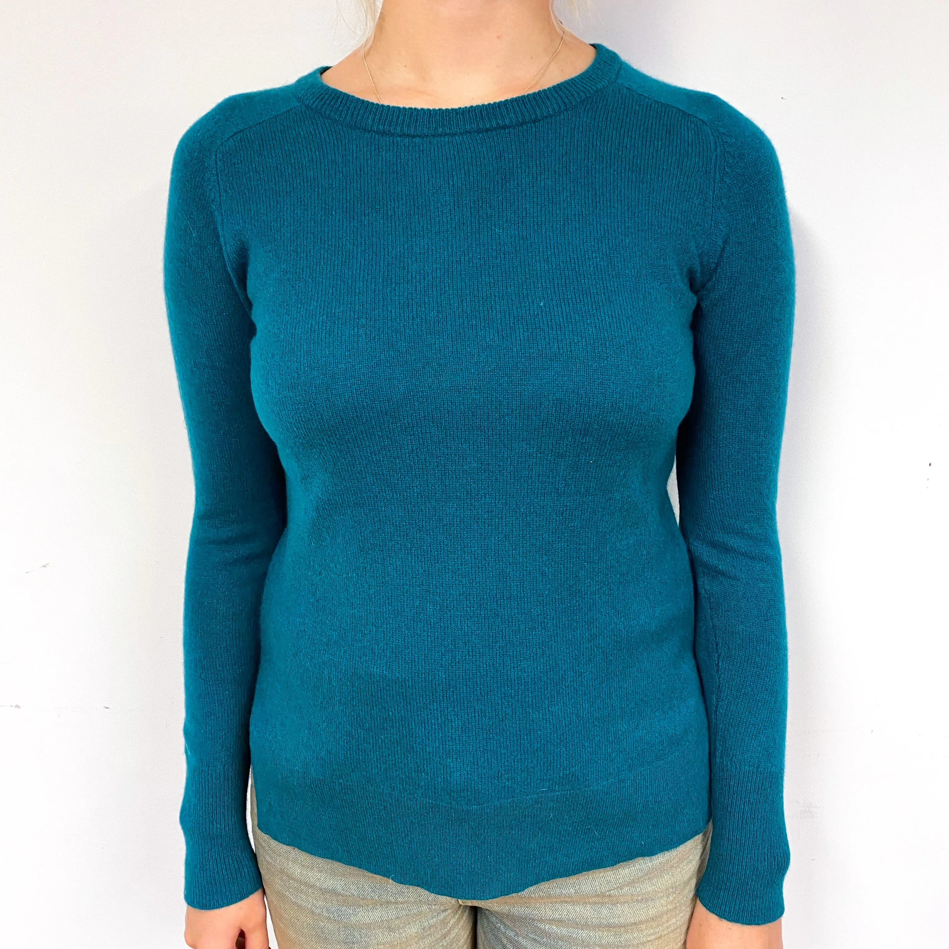 Dark Emerald Green Cashmere Crew Neck Jumper Small