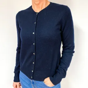 Dark Navy Cashmere Crew Neck Cardigan Medium