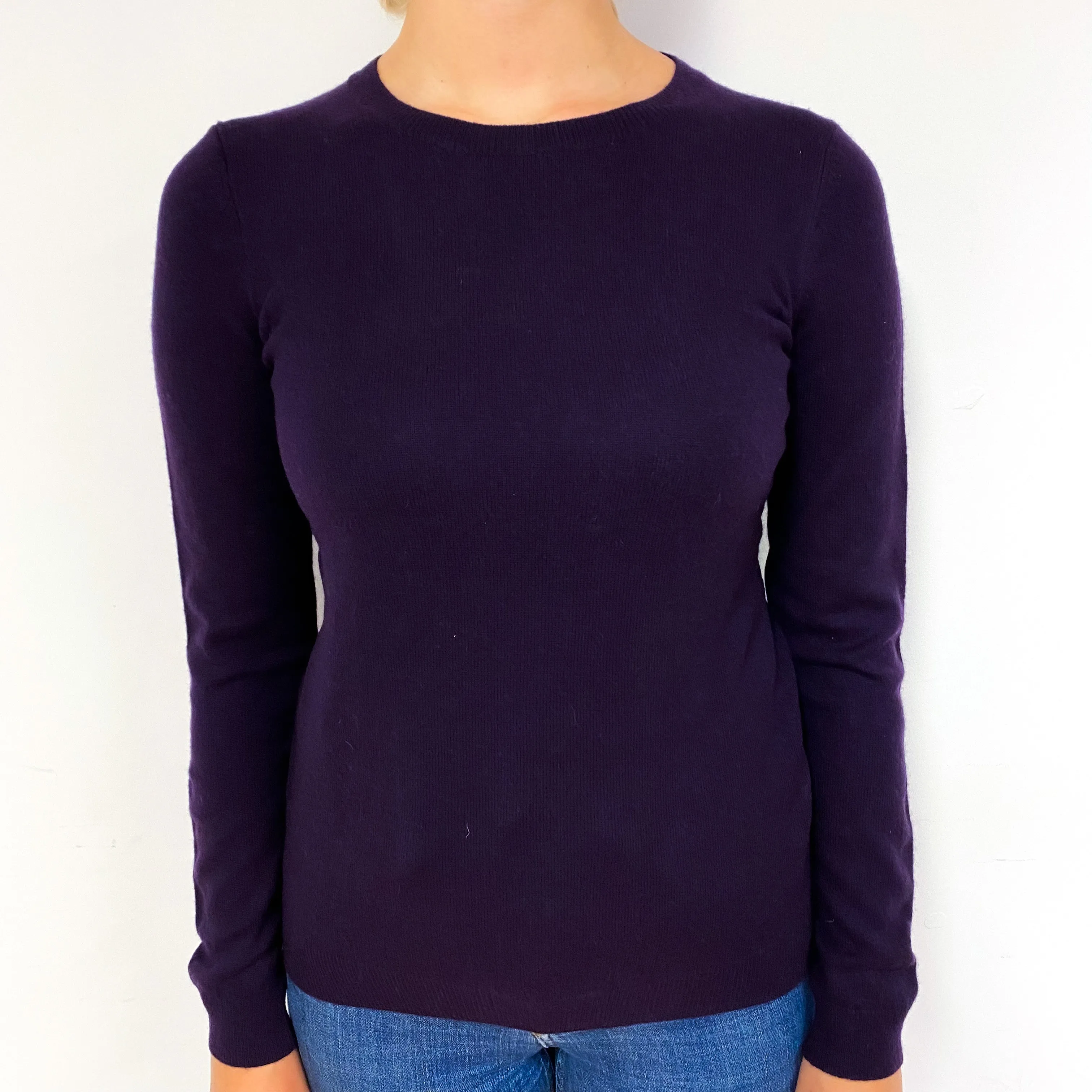 Darkest Purple Cashmere Crew Neck Jumper Small